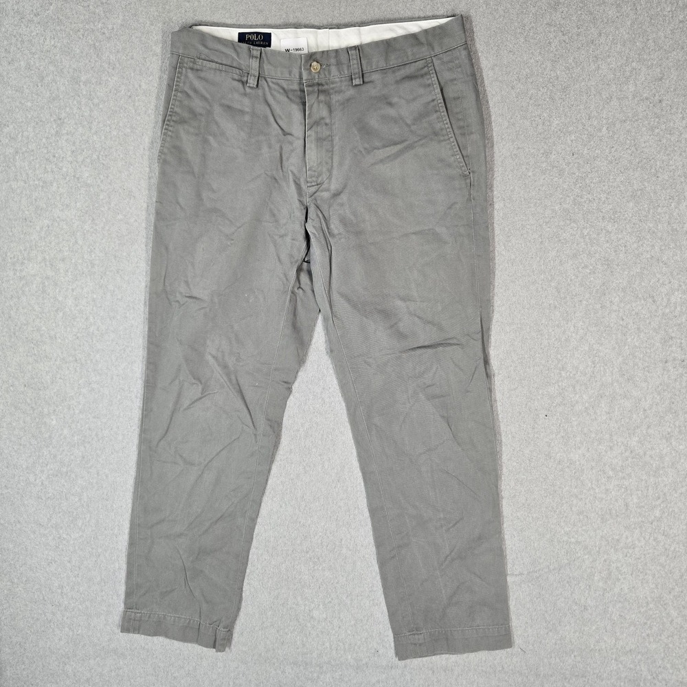 Polo Ralph Lauren Men Pants 32/30 Gray Chino Twill Slim 29" Inseam Logo Slimming